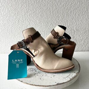 Lane HIGH NOON Cowboy Booties Putty Western Cowgirl Ankle Boots Sandals Size 8.5
